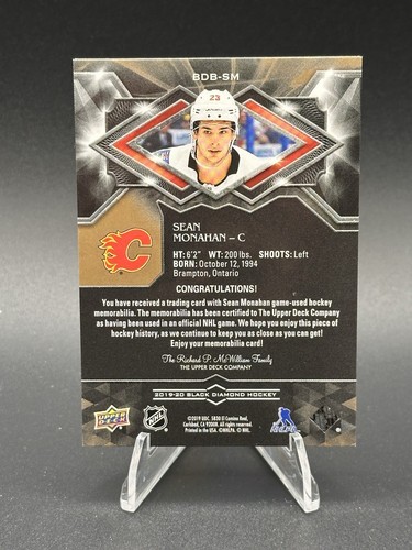 Parche reliquias premium puras diamante negro UD 2019-20 Sean Monahan BDB-SM #/25 - Imagen 2 de 2