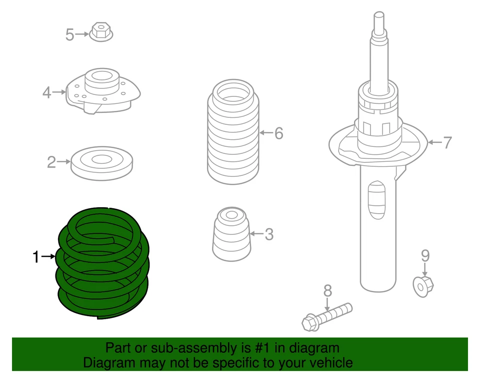 Muelle helicoidal original Volkswagen 1K0-411-105-BC Foto 4 de 4
