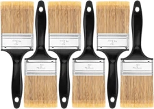 Bates- Paint Brushes, 3-Inch, 6 Pack,Plastic Handle Flat Paint Brushes for Walls