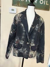 Chico  s women blazer multicolor metal button pockets casual Floral fall size 1