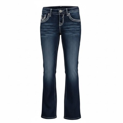 Vigoss Bootcut Jeans Womens 3/27 Embellished Rhinestone Thick Stitch Flap Pocket