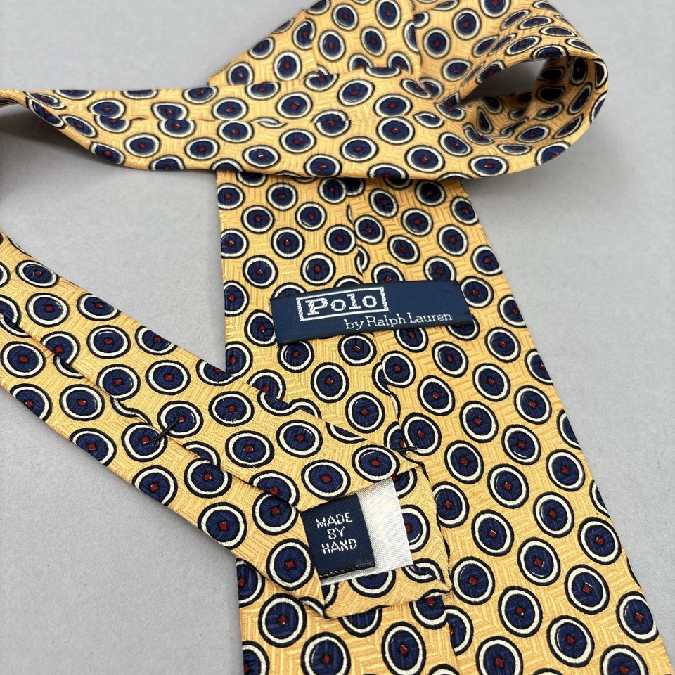 Corbata de seda Polo Ralph Lauren para hombre patrón geométrico clásico hecha en Italia vintage Foto 4 de 4