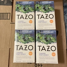 4 PACK- Tazo Herbal Juniper Mint Honey Herbal Tea Bags Caffeine Free, EXP 03/26