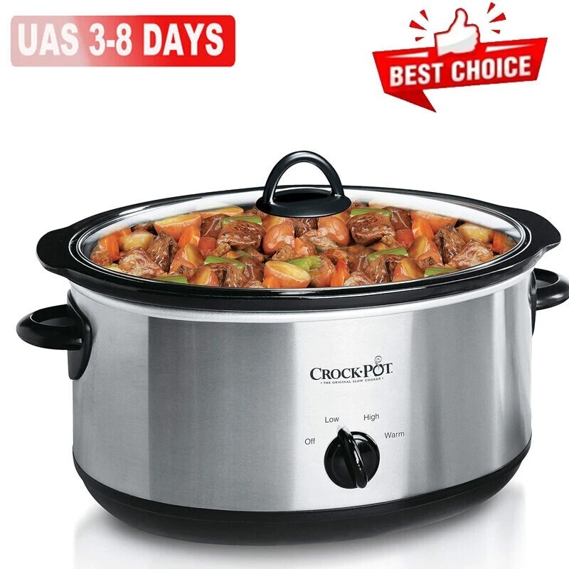 7 Quart 825 Watts Oval Manual Slow Cooker Cookware Easy To Clean for Home US