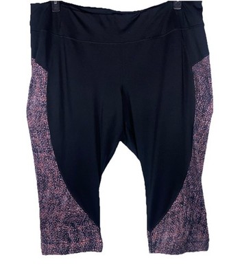 Tek Gear Womens Size 3X Black Pink Dry Tek Workout Capri Leggings Pants