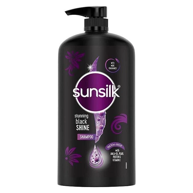 SONNENSEIDE Sunsilk Stunning Hair Black Shine Shampoo Amla + Öl & Perle Volleres Haar 1...