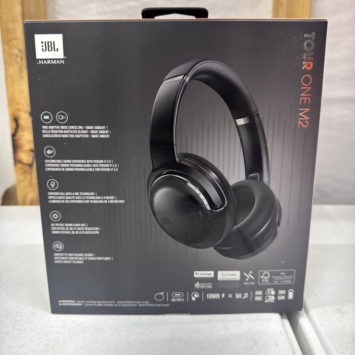 JBL Tour One M2 Wireless Over-Ear Headphones - Black for