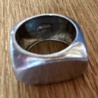 Silver Tone Oval Top Signet Ring Sterling square 900 Ring Size 7 Vintage 1980s