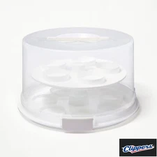  Figmint Round Cake Carrier, White/Clear, 23.5 Vol, Polypropylene, Hand