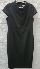 New Calvin Klein V Neck Cap Sleeve Sheath Dress Black Size 12