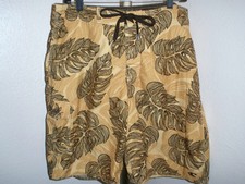 Mens O'Neill Boardshorts Leaf Print in Tan/Browns Size 34 Very Nice 