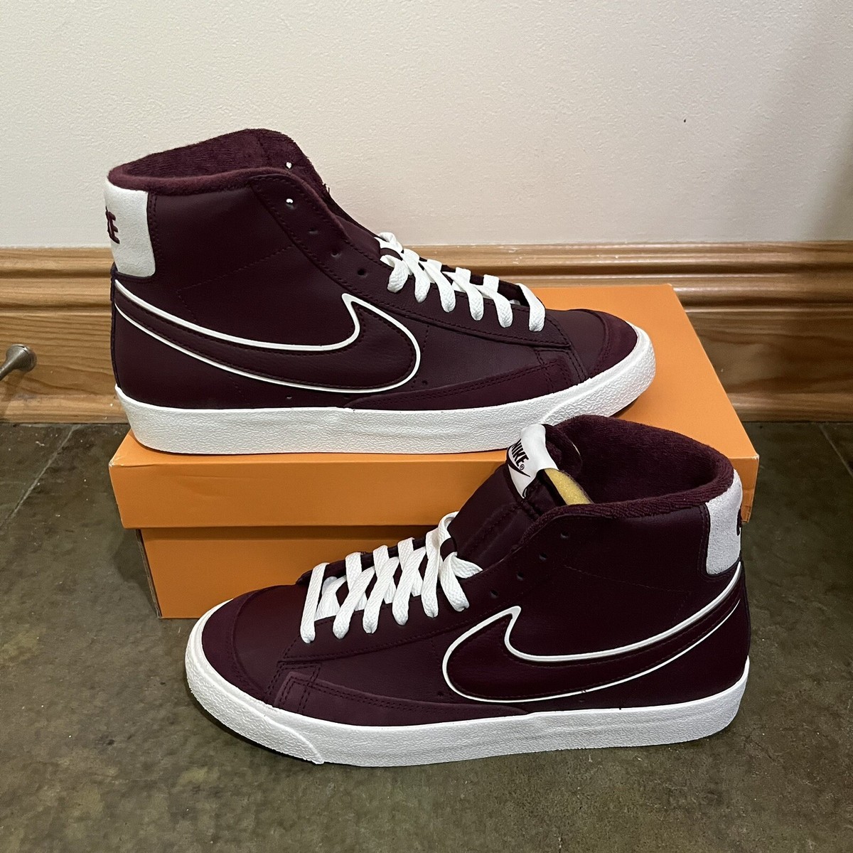 womens nike blazer mid vintage sneakers burgundy