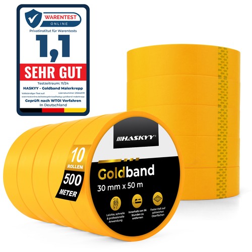 10x GOLDBAND ABDECKBAND KREPPBAND Maler-band-krepp 3cmx50m Washi Tape Klebeband - Bild 1 von 9