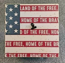 Fetco Home Décor Land of The Free Home of The Brave Wall Art Block Sign 8 x 8