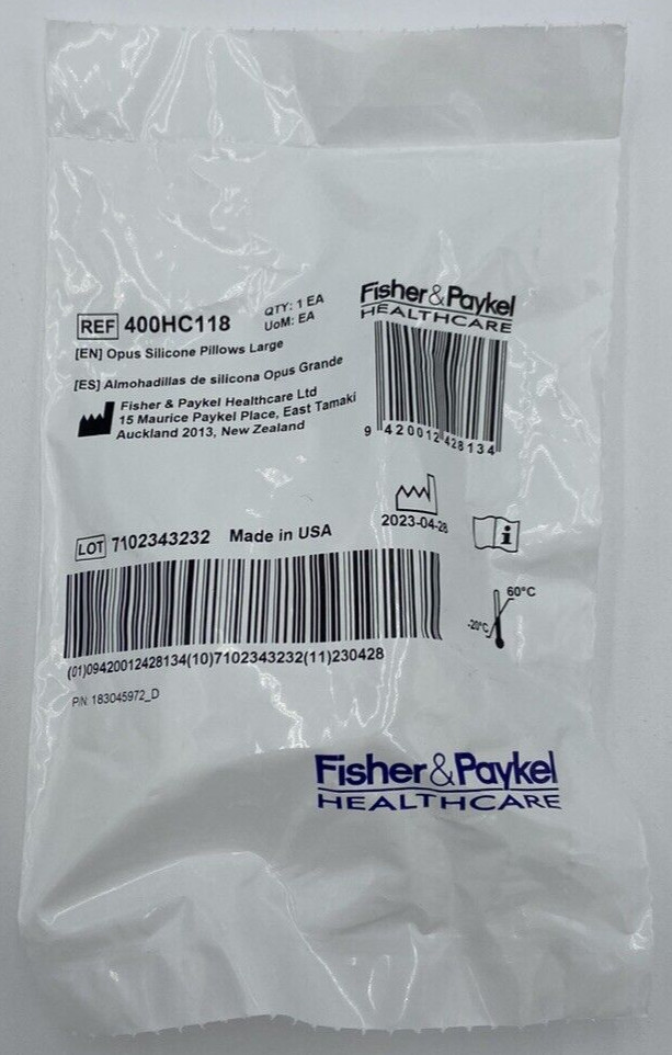 Fisher & Paykel Opus Silicone Large Pillow Replacement 400HC118 NEW Sealed USA