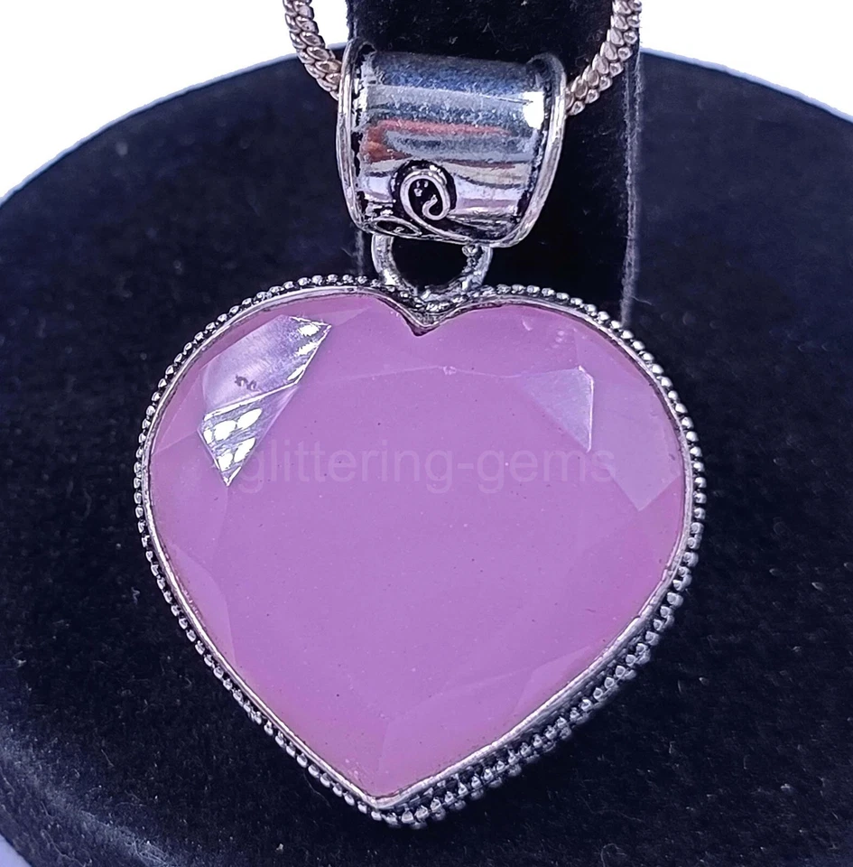 97.350Ct Pink Opal 925 Solid Sterling Silver Pendant Heart Cut IGL Gemstone 5MSB - Image 4 of 4