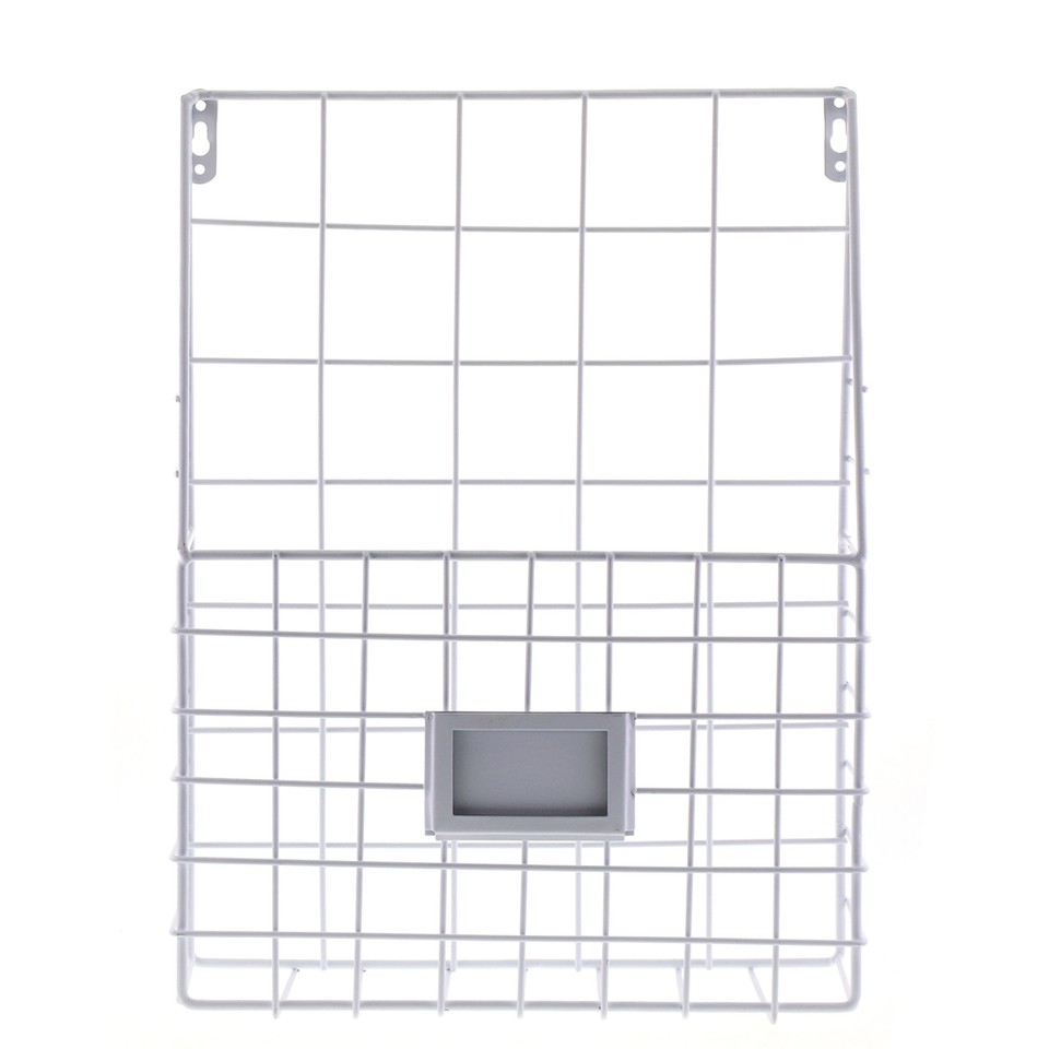 Wire Magazine Newspaper Basket Wall Mounted Post Storage Rack Organizer ...