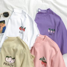 Women Girl Cute T-shirt Cotton Tops Japanese Kawaii Tee Preppy Loose Casual