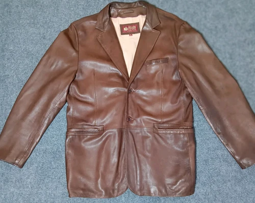 Wilsons leather Mens Brown Lambskin Superb sz LARGE Button Close open lapels - product listing photo