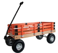 HEAVY DUTY LOADMASTER ORANGE WAGON - Beach Garden Utility Cart AMISH MADE in USA