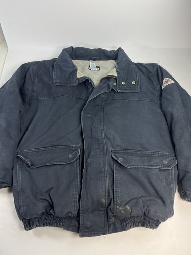Bulwark Jacket Mens XL Blue Navy 2112 Excel FR Heavy Duty Insulated Parka Coat - Picture 2 of 8