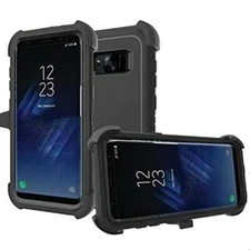 For Samsung Galaxy S8 S8+Plus Black Shockproof Defender Hard Case w/Belt Clip