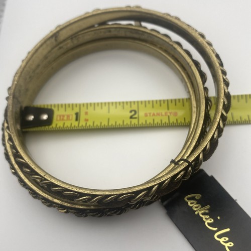 Bracciali Cookie Lee nuovi con etichette set di 4 braccialetti catena marrone tono oro fino a 8,75" LG/XL - Foto 7 di 8