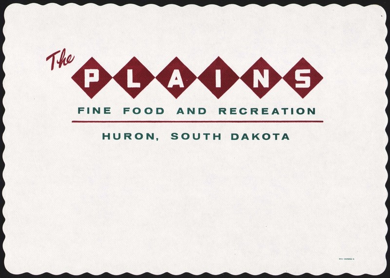 Vintage placemat THE PLAINS Fine Food and Recreation Huron South Dakota n-mint