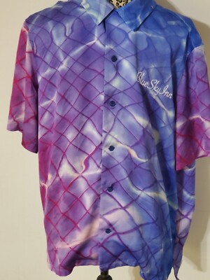  BLUE SKY INN Blue Print Shirt Size L $305 New Neiman Marcus 