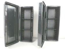 2 Alpha Plastic Audio Cassette Holder Storage Cases Set Holds 15 Tapes Black USA