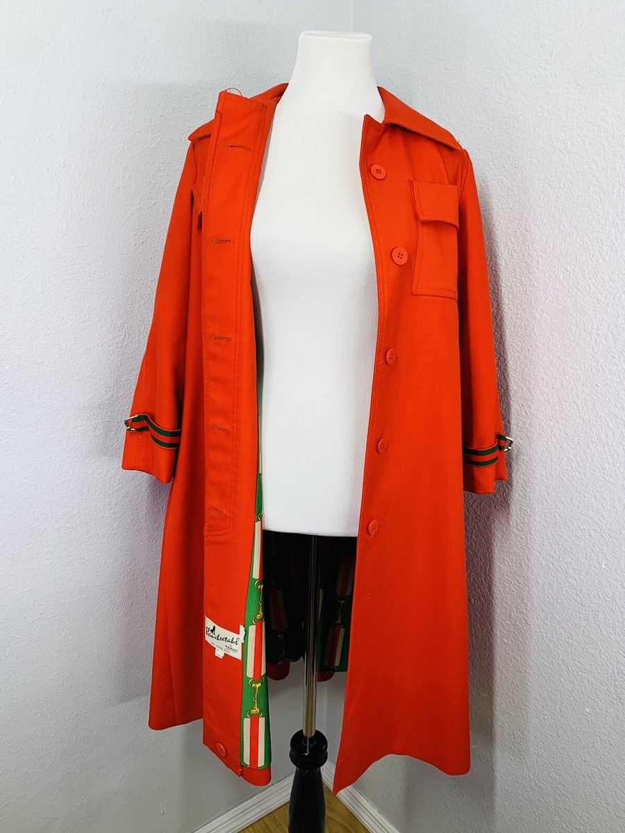 Rain Cheetahs by Naman Red Lined Trench Jacket Sz 6 RARE VTG Made