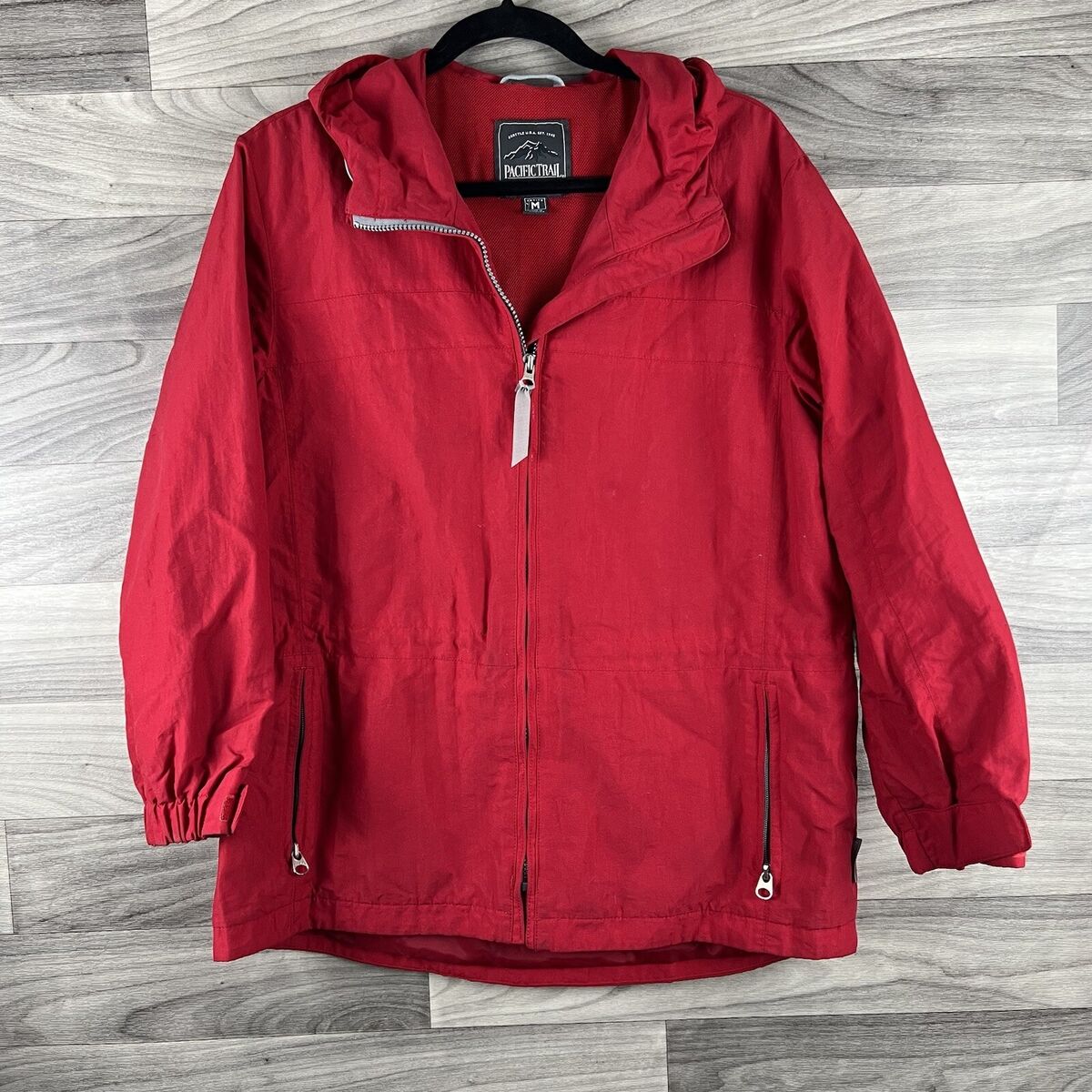 Pacific Trail Rain Jacket Mens Medium Petite Red Parka Pacific Trail Rain Jacket Mens Medium Petite Red Parka