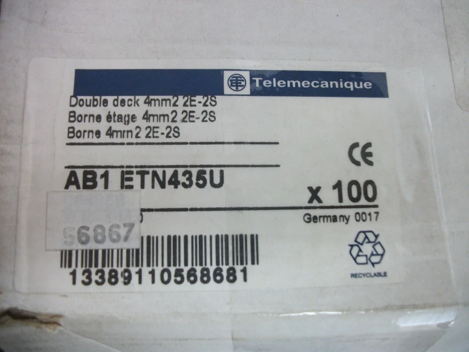 TELEMECANIQUE LOT OF 50 4mm2 2E-2S DOUBLE DECK TERMINAL BLOCKS AB1ETN435U NOB Foto 2 de 2