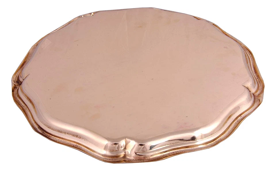 Juego de 4 platos de cena/plato de servir/Pooja Thali de latón puro (plato de diseñador)  Foto 3 de 4