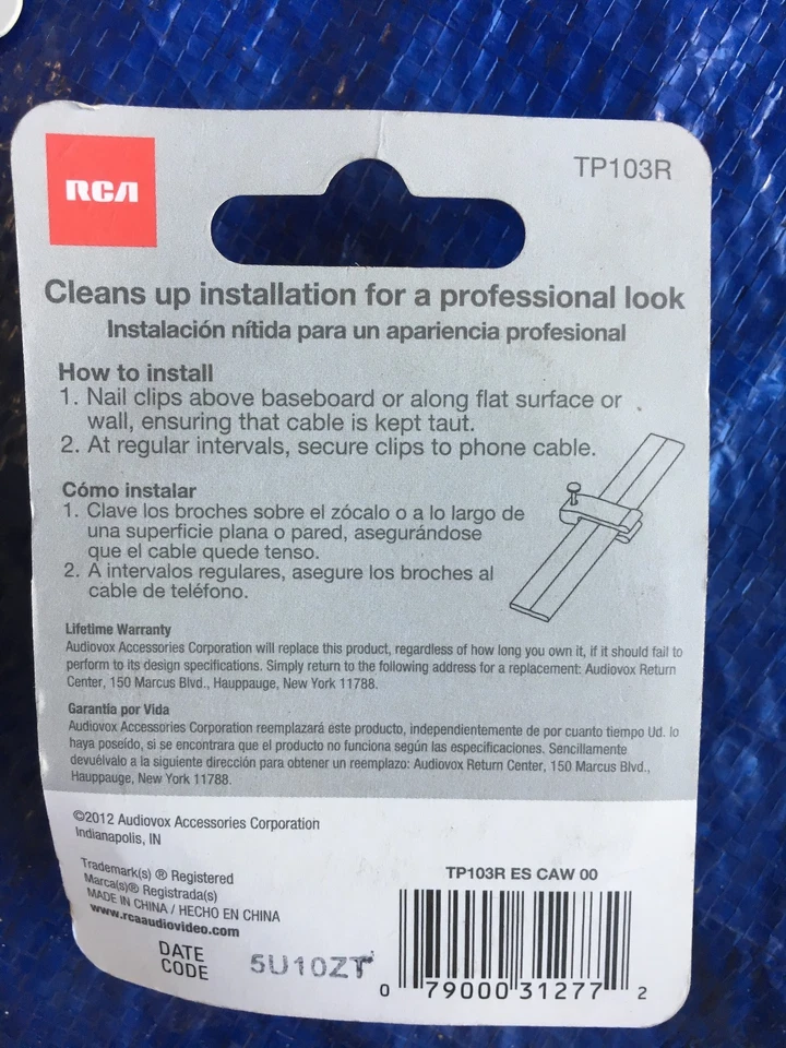 RCA TP103R Teléfono de Pared Clavo en Línea Clip Clips Paquete de 20 Profesional Aspecto Limpio Foto 2 de 2