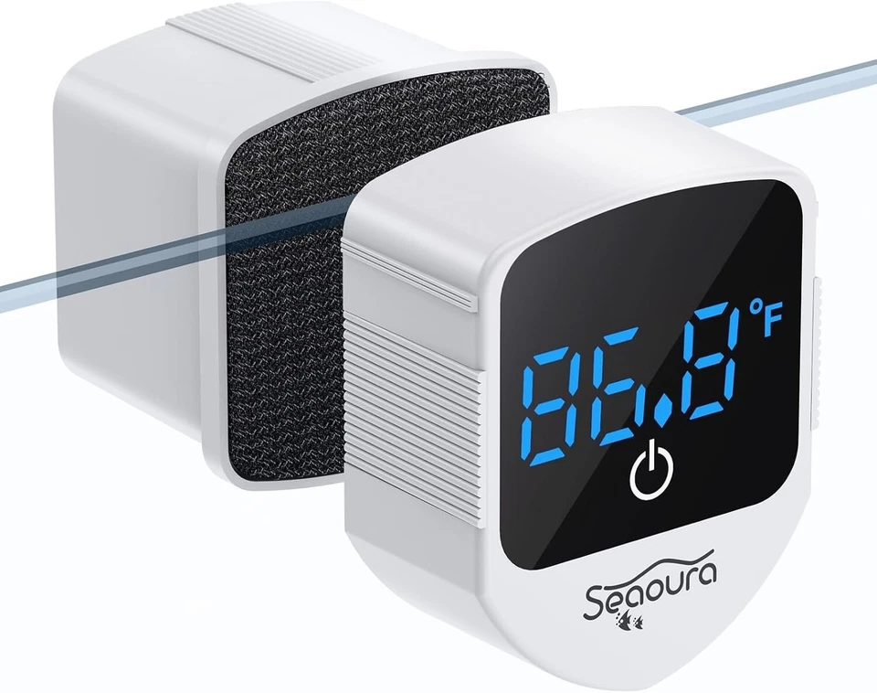 Compact 2-in-1 Magnetic Fish Tank Cleaner with Digital Thermometer - 1-30 Gallon - Image 3 of 4