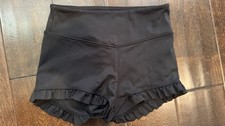 Tiger Friday Adult XSmall Black Solid Ruffle Hem Dance Shorts Poly/Spandex