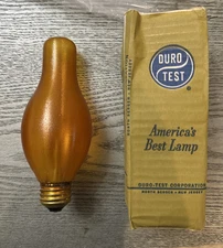 New NOS AMBER Chimney LIGHT BULB spun Duro-Lite DURO-TEST H1952-DTA Vintage