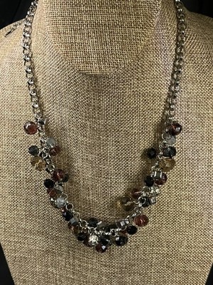LOFT GLASS RHINESTONE STATEMENT NECKLACE 19.5-22.5 