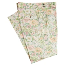 Mens Gurkha Pants 38 Green Pink Orange Floral Trousers Straight Fit Flat Front