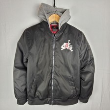 Nike Air Jordan Bomber Jacket Youth L / Women XS-S Black Gray Hoodie Puffer