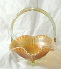 Fenton Carnival Glass Aqua Opalescent Drapery Curtains Basket
