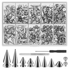 354 Sets Punk Spikes and Studs Kit,Metal Tree Spikes Studs 8 Sizes, Cone Spik...