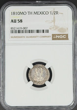 1810 Mo-TH 1/2 Real Spanish Colonial Mexico NGC AU-58 *U.S. Legal Tender*