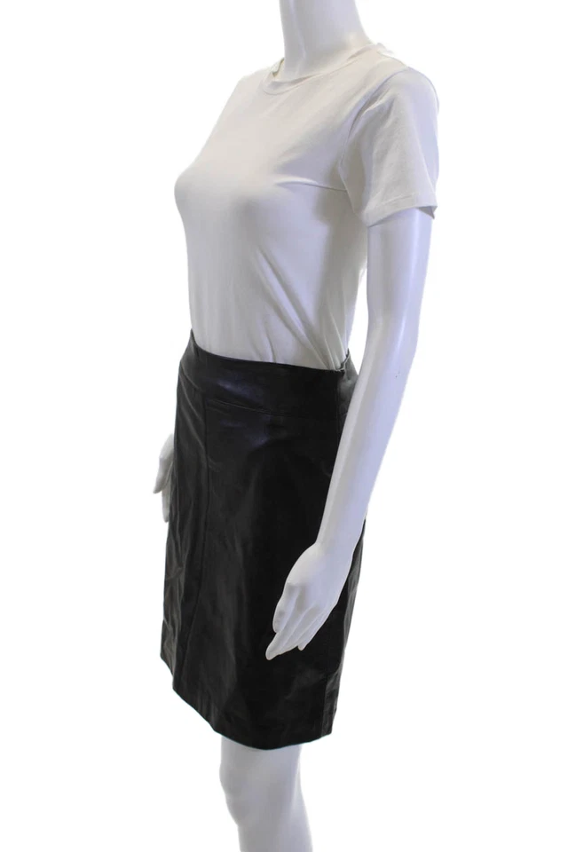 BCBGMAXAZRIA Womens Straight Pencil 100% Leather Skirt Black Size 8 - Image 2 of 4