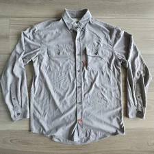 Duck Camp Shirt Mens Medium Gray Wingshooting Nylon Hunting Fishing Outdoor