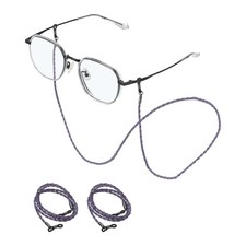6 Pcs Leather Glasses Chain, Eyeglasses Chain with Lanyard, Purple