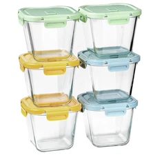 Glass Soup Containers with Lids 32 oz, 4 Cup Glass Storage Containers, Tall B...