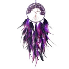 Black and Purple Dream Catcher Wall Decor Crystal Tree of Life Dream Catchers...