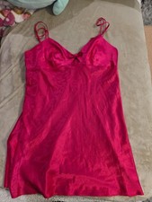 Victoria's Secret Slip Dress Large Pink Satin Bow Babydoll Chemise Nightgown